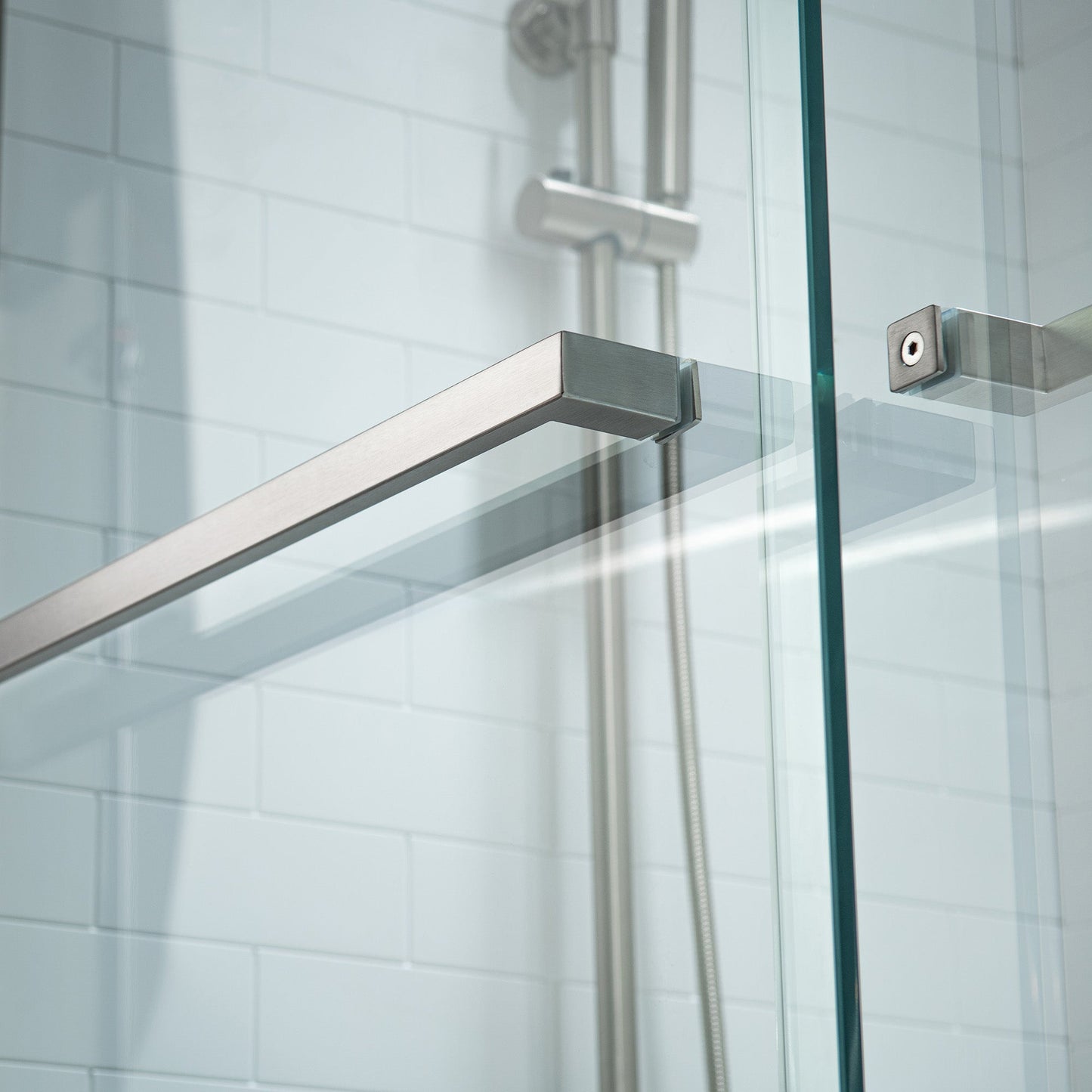 WOODBRIDGE Frameless Shower Doors 56-60" Width x 76" Height with 5/16"(8mm) Clear Tempered Glass, Double Sliding with Side Seal Strips