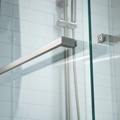 WOODBRIDGE Frameless Shower Doors 56-60" Width x 76" Height with 5/16"(8mm) Clear Tempered Glass, Double Sliding with Side Seal Strips