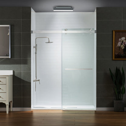 WOODBRIDGE Frameless Shower Doors 56-60" Width x 76" Height with 5/16"(8mm) Clear Tempered Glass, Double Sliding with Side Seal Strips