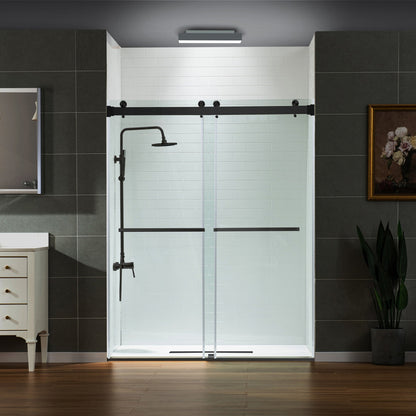 WOODBRIDGE Frameless Shower Doors 56-60" Width x 76" Height with 5/16"(8mm) Clear Tempered Glass, Double Sliding with Side Seal Strips
