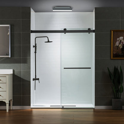 WOODBRIDGE Frameless Shower Doors 56-60" Width x 76" Height with 5/16"(8mm) Clear Tempered Glass, Double Sliding with Side Seal Strips