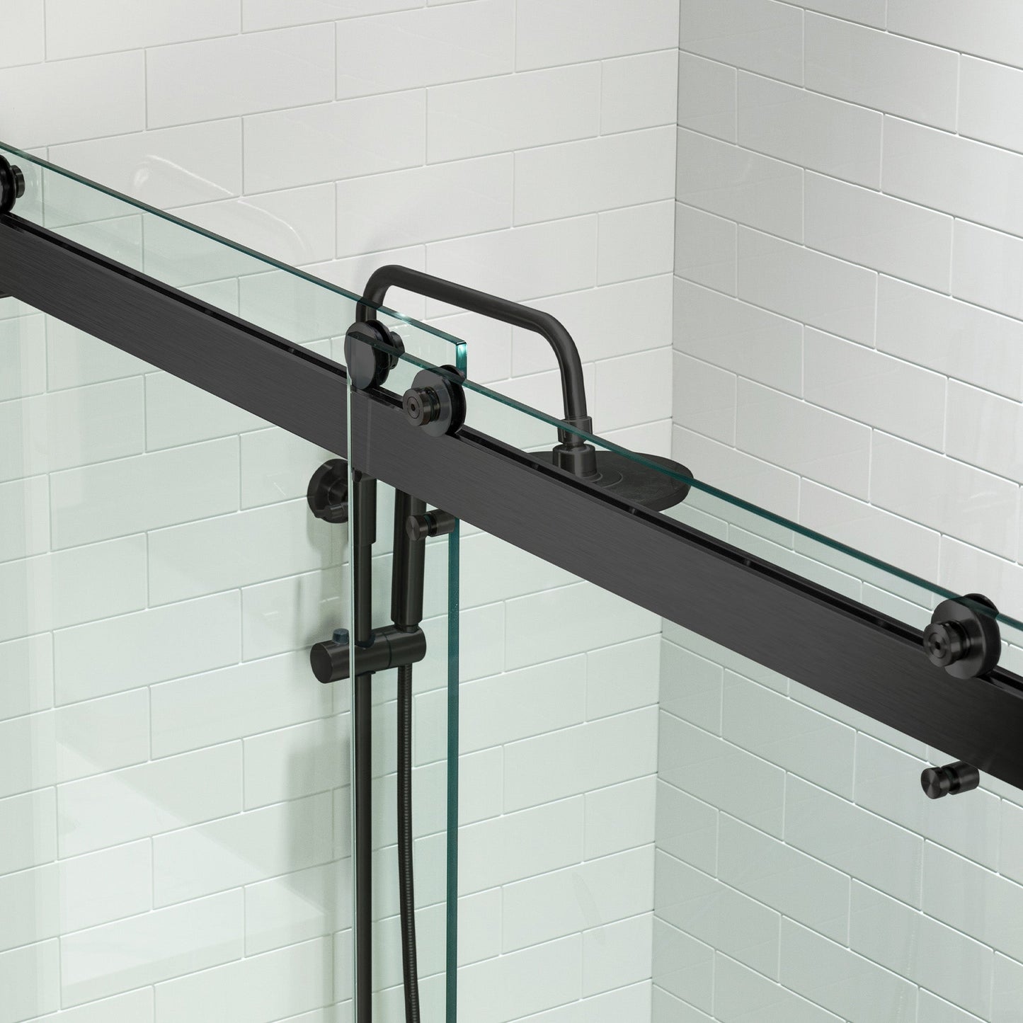 WOODBRIDGE Frameless Shower Doors 56-60" Width x 76" Height with 5/16"(8mm) Clear Tempered Glass, Double Sliding with Side Seal Strips