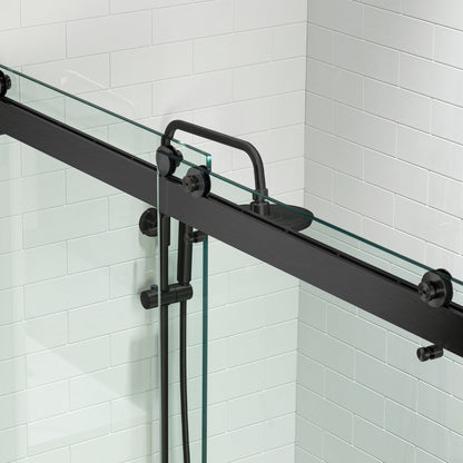WOODBRIDGE Frameless Shower Doors 56-60" Width x 76" Height with 5/16"(8mm) Clear Tempered Glass, Double Sliding with Side Seal Strips