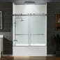 WOODBRIDGE Frameless Bathtub Shower Doors 56-60" Width x 66" Height with 5/16"(8mm) Clear Tempered Glass, Double Sliding with Side Seal Strips