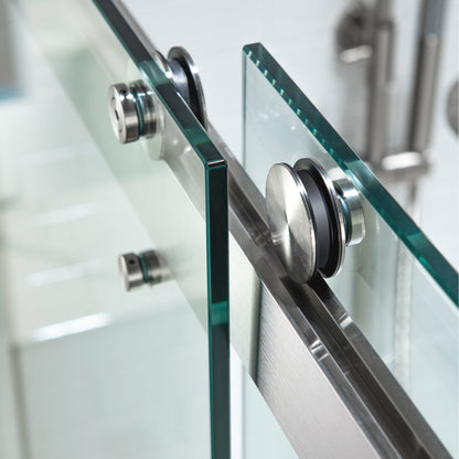 WOODBRIDGE Frameless Bathtub Shower Doors 56-60" Width x 66" Height with 5/16"(8mm) Clear Tempered Glass, Double Sliding with Side Seal Strips
