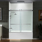 WOODBRIDGE Frameless Bathtub Shower Doors 56-60" Width x 66" Height with 5/16"(8mm) Clear Tempered Glass, Double Sliding with Side Seal Strips