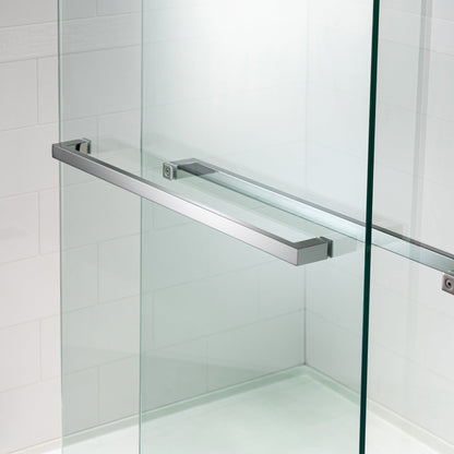WOODBRIDGE Frameless Bathtub Shower Doors 56-60" Width x 66" Height with 5/16"(8mm) Clear Tempered Glass, Double Sliding with Side Seal Strips