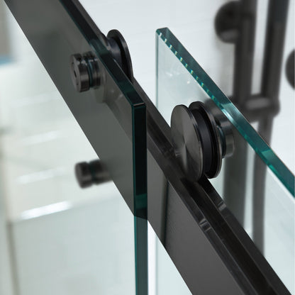 WOODBRIDGE Frameless Bathtub Shower Doors 56-60" Width x 66" Height with 5/16"(8mm) Clear Tempered Glass, Double Sliding with Side Seal Strips