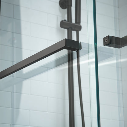 WOODBRIDGE Frameless Bathtub Shower Doors 56-60" Width x 66" Height with 5/16"(8mm) Clear Tempered Glass, Double Sliding with Side Seal Strips