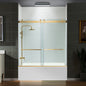 WOODBRIDGE Frameless Bathtub Shower Doors 56-60" Width x 66" Height with 5/16"(8mm) Clear Tempered Glass, Double Sliding with Side Seal Strips