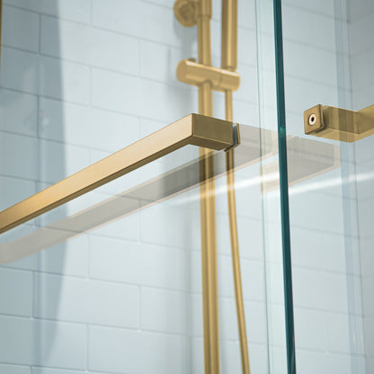 WOODBRIDGE Frameless Bathtub Shower Doors 56-60" Width x 66" Height with 5/16"(8mm) Clear Tempered Glass, Double Sliding with Side Seal Strips