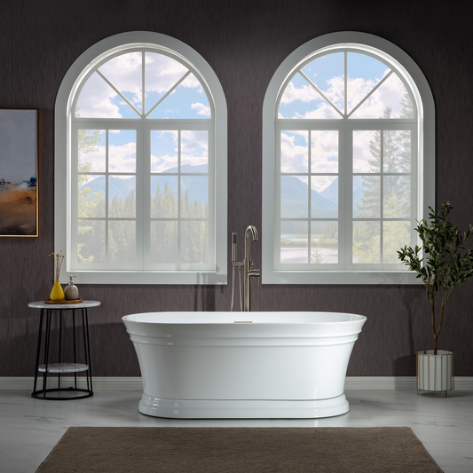 WOODBRIDGE 59 in. Freestanding Double Ended Acrylic Soaking Bathtub
