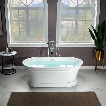 WOODBRIDGE 59 in. Freestanding Double Ended Acrylic Soaking Bathtub
