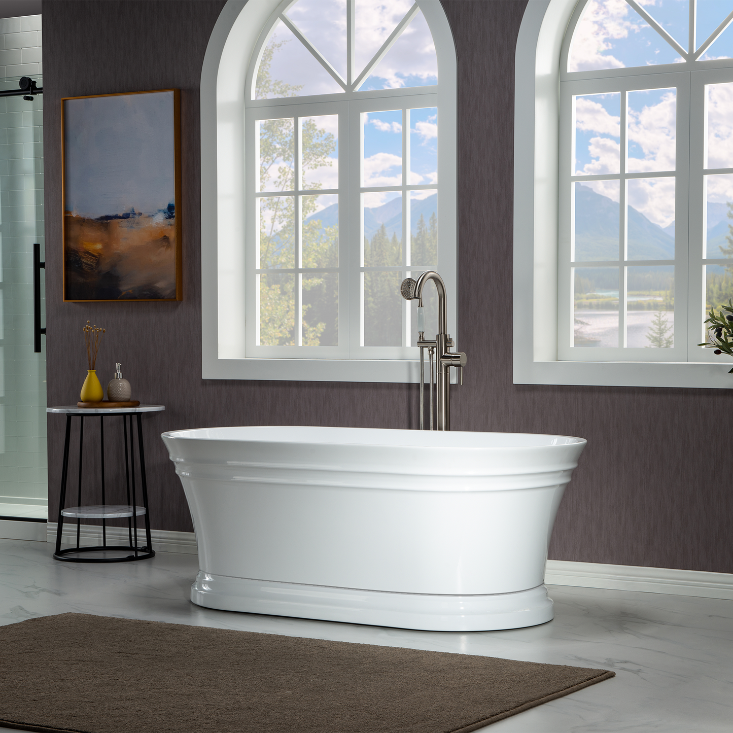 WOODBRIDGE 59 in. Freestanding Double Ended Acrylic Soaking Bathtub