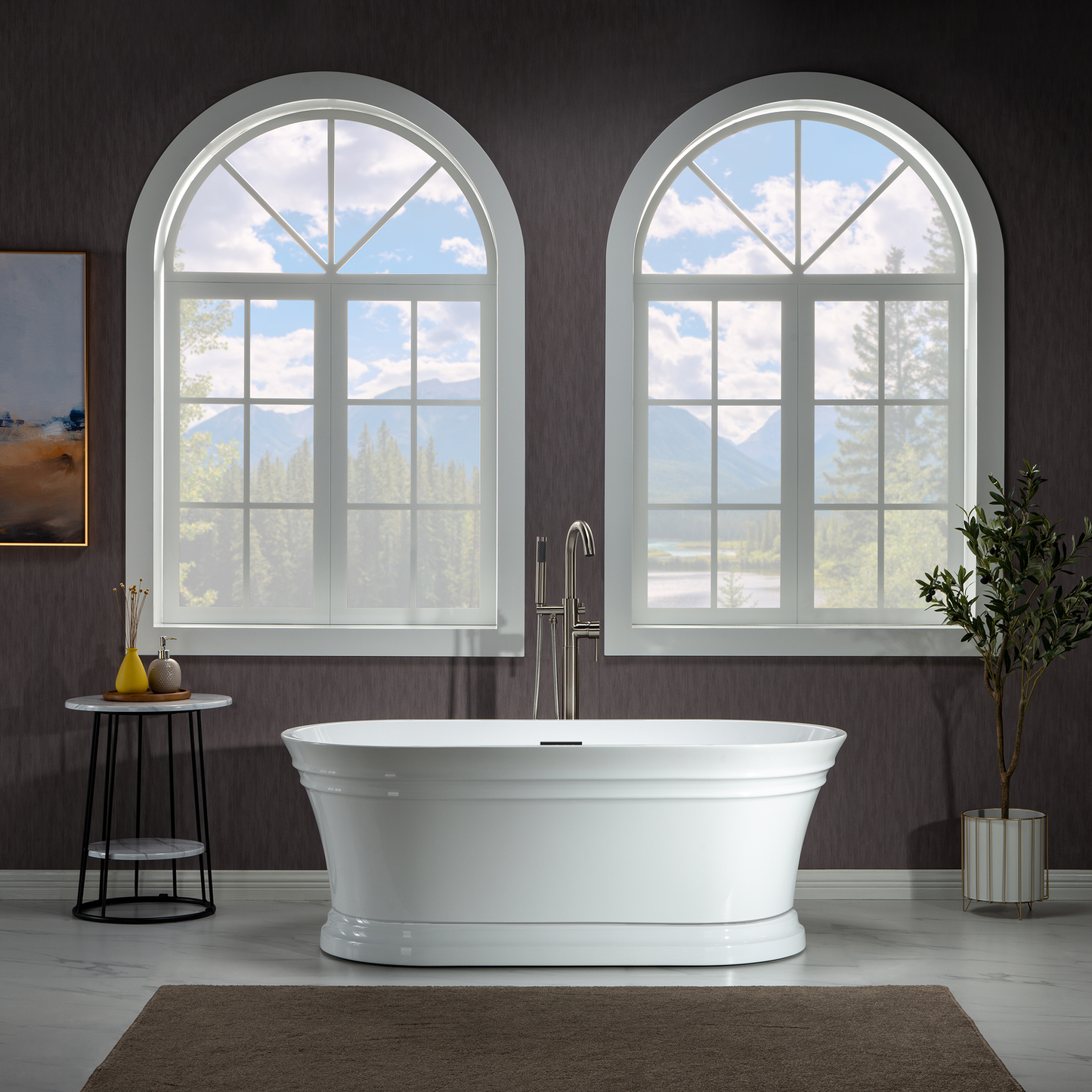 WOODBRIDGE 59 in. Freestanding Double Ended Acrylic Soaking Bathtub