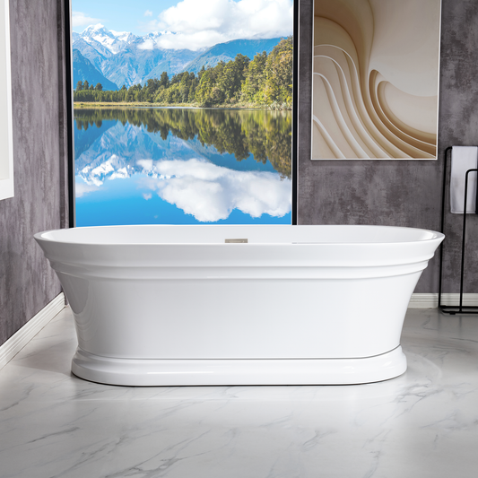 WOODBRIDGE 67 in. Freestanding Double Ended Acrylic Soaking Bathtub