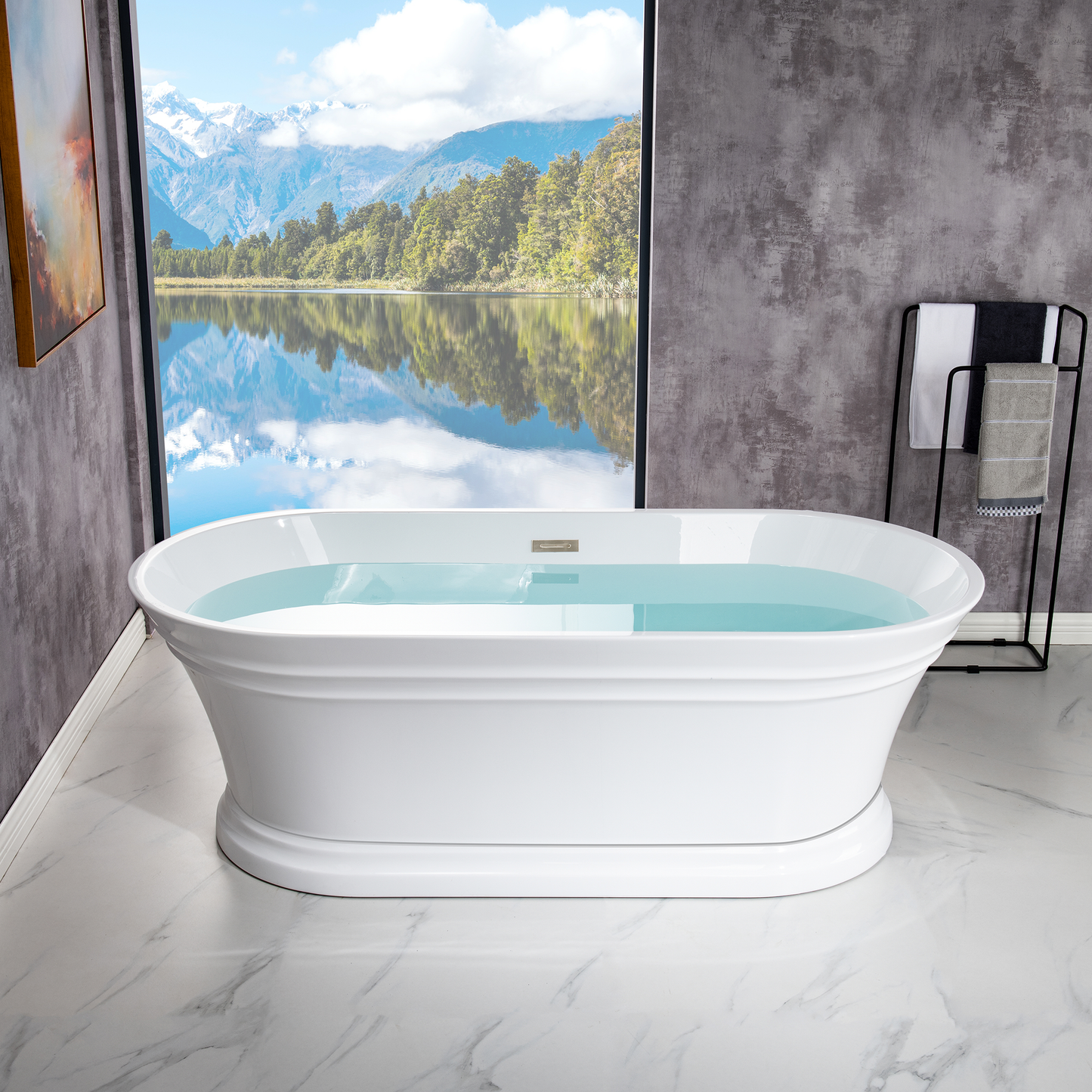 WOODBRIDGE 67 in. Freestanding Double Ended Acrylic Soaking Bathtub