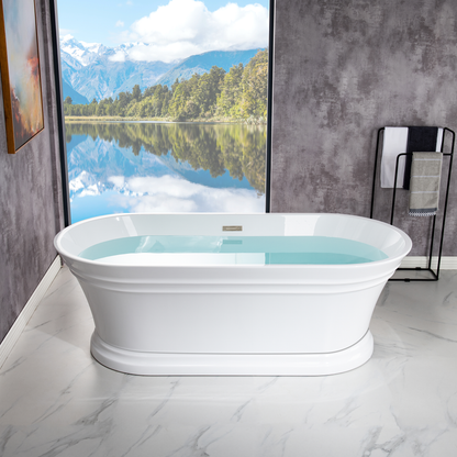 WOODBRIDGE 67 in. Freestanding Double Ended Acrylic Soaking Bathtub
