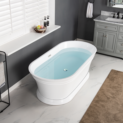 WOODBRIDGE 67 in. Freestanding Double Ended Acrylic Soaking Bathtub