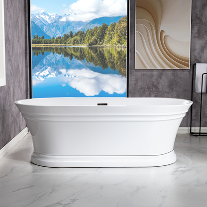WOODBRIDGE 67 in. Freestanding Double Ended Acrylic Soaking Bathtub