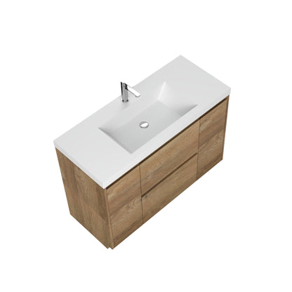 WOODBRIDGE 47-1/4 in. W x 19-5/8 in. D Freestanding Vanity in Mature Oak with Resin Composite Vanity Top in Glossy White