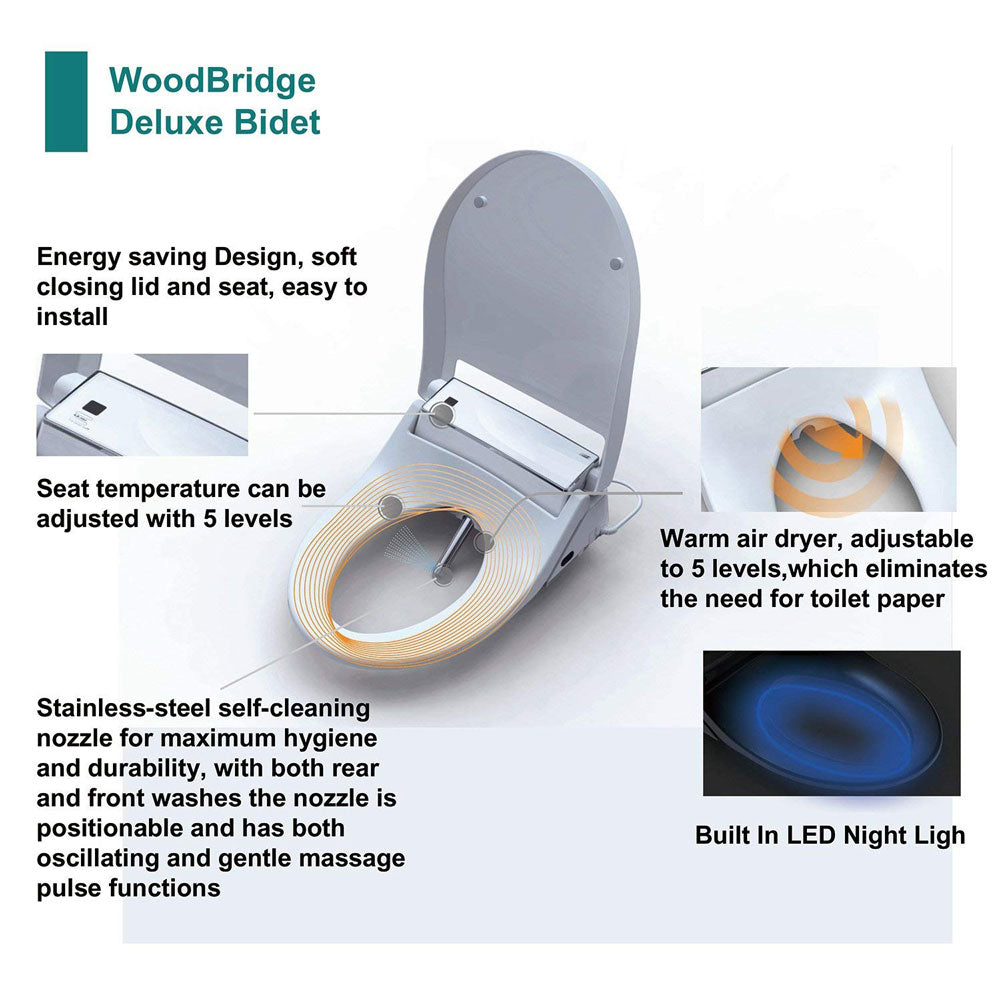 WOODBRIDGE BID01 Advanced Bidet Smart Toilet Seat, White