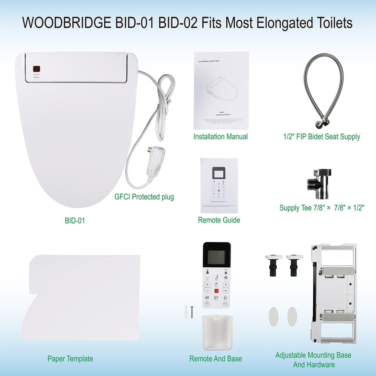 WOODBRIDGE BID01 Advanced Bidet Smart Toilet Seat, White