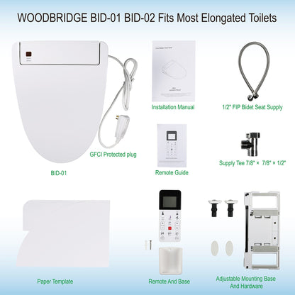 WOODBRIDGE BID01 Advanced Bidet Smart Toilet Seat, White