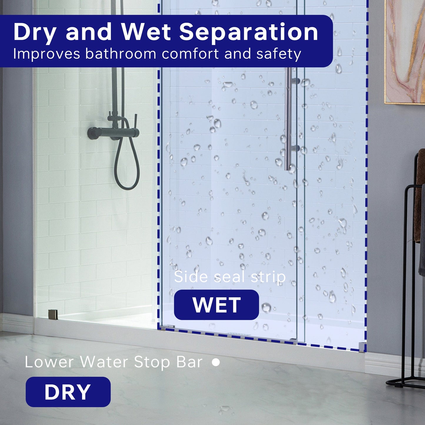 WOODBRIDGE Frameless Shower Doors 68-72" Width x 76"Height with 3/8"(10mm) Clear Tempered Glass