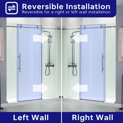 WOODBRIDGE Frameless Shower Doors 68-72" Width x 76"Height with 3/8"(10mm) Clear Tempered Glass