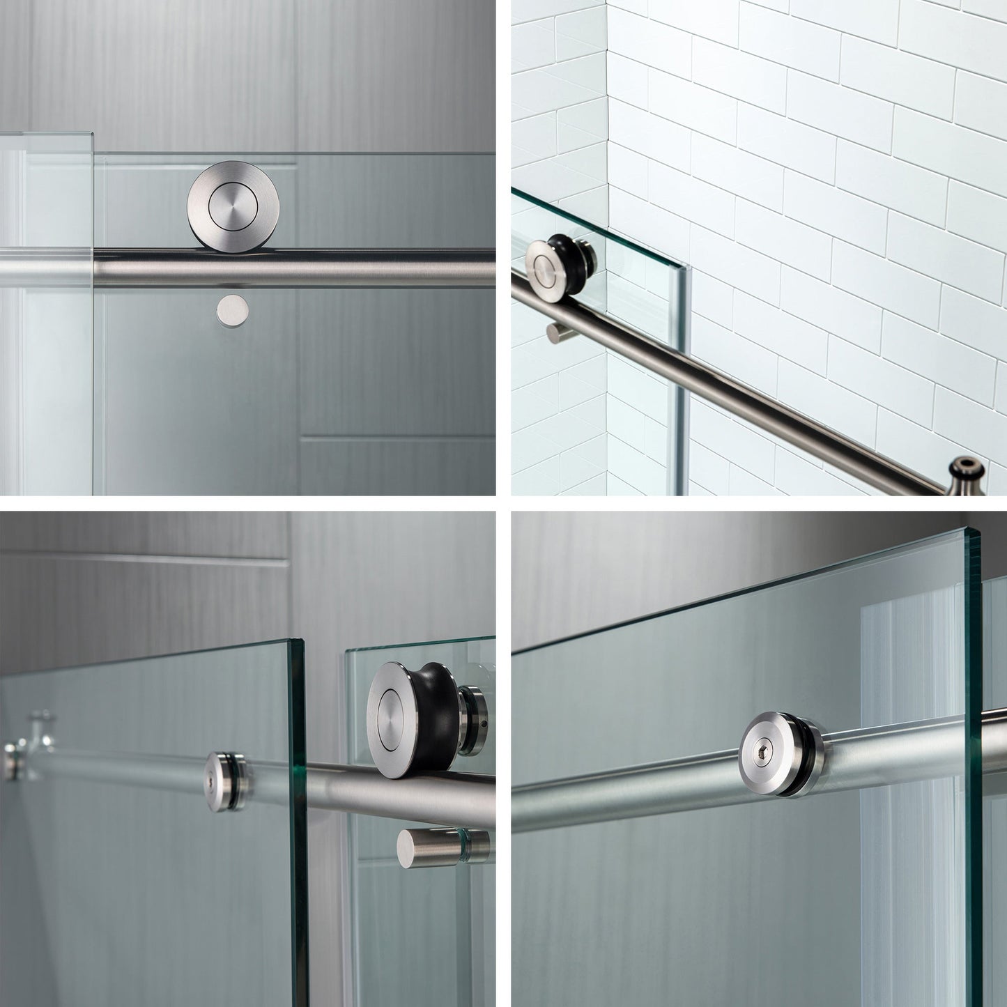 WOODBRIDGE Frameless Shower Doors 68-72" Width x 76"Height with 3/8"(10mm) Clear Tempered Glass