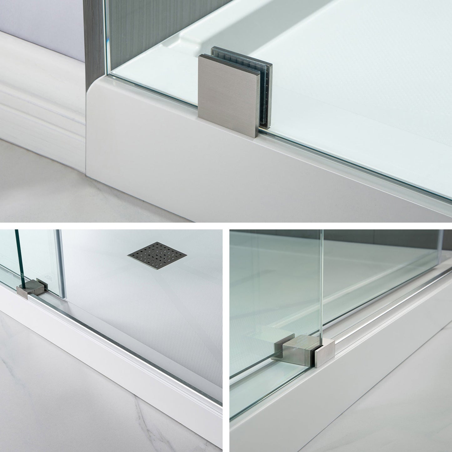 WOODBRIDGE Frameless Shower Doors 68-72" Width x 76"Height with 3/8"(10mm) Clear Tempered Glass
