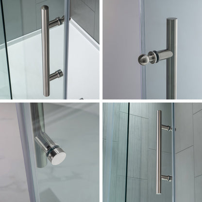 WOODBRIDGE Frameless Shower Doors 68-72" Width x 76"Height with 3/8"(10mm) Clear Tempered Glass