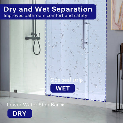 WOODBRIDGE Frameless Shower Doors 68-72" Width x 76"Height with 3/8"(10mm) Clear Tempered Glass