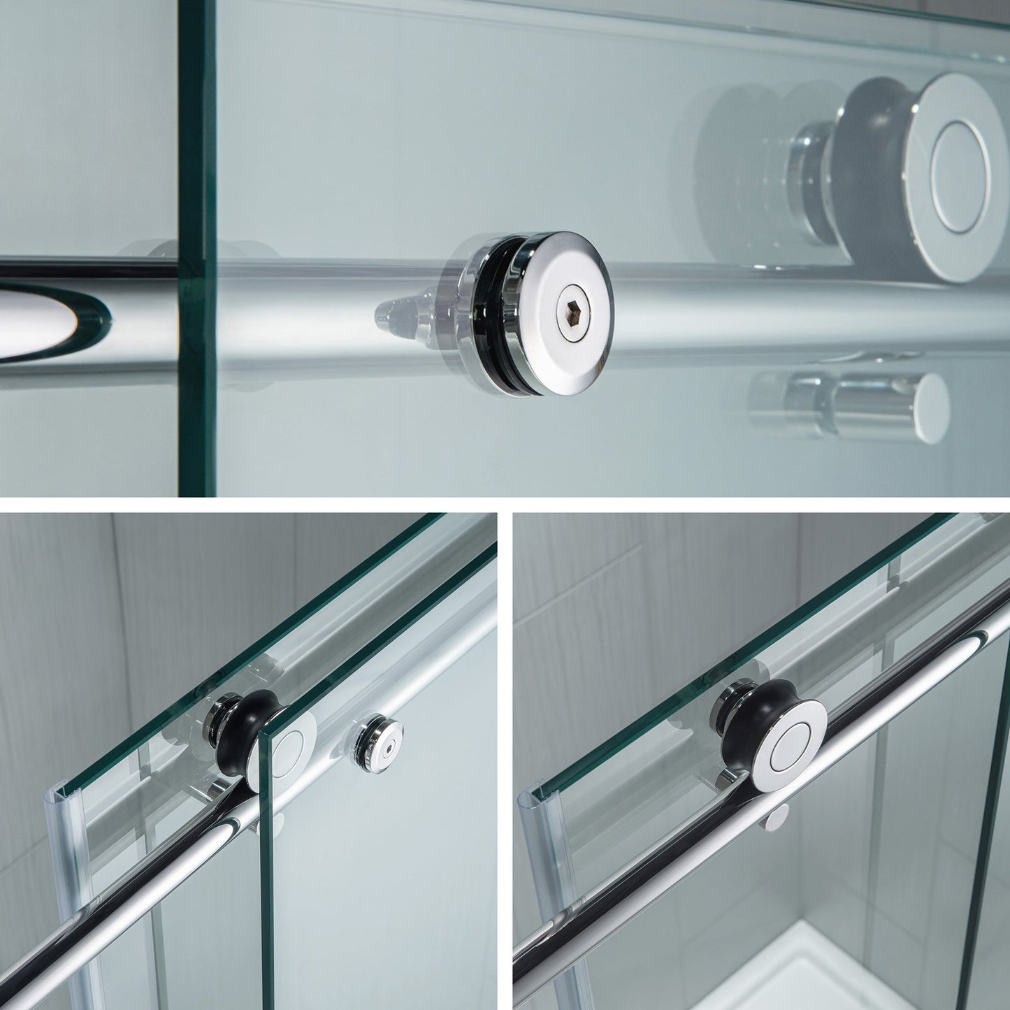 WOODBRIDGE Frameless Shower Doors 68-72" Width x 76"Height with 3/8"(10mm) Clear Tempered Glass
