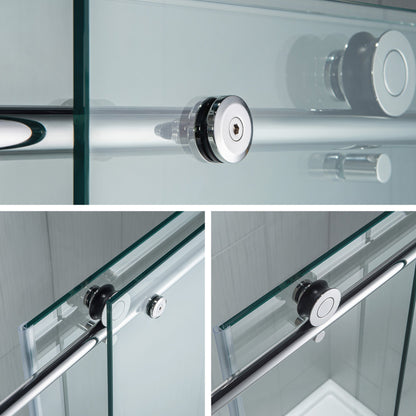 WOODBRIDGE Frameless Shower Doors 68-72" Width x 76"Height with 3/8"(10mm) Clear Tempered Glass