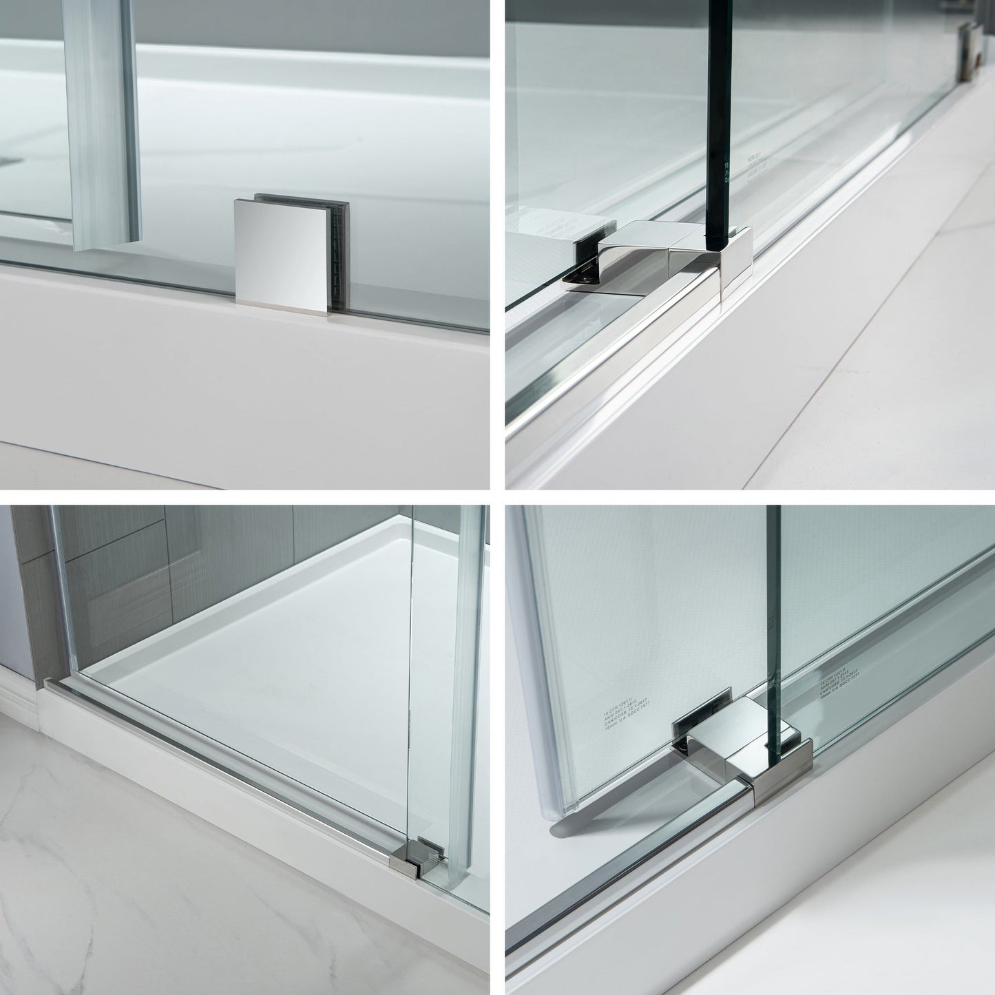 WOODBRIDGE Frameless Shower Doors 68-72" Width x 76"Height with 3/8"(10mm) Clear Tempered Glass