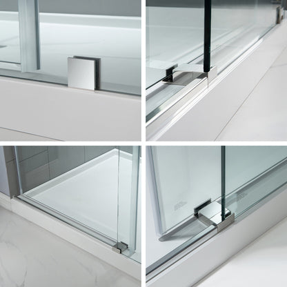 WOODBRIDGE Frameless Shower Doors 68-72" Width x 76"Height with 3/8"(10mm) Clear Tempered Glass