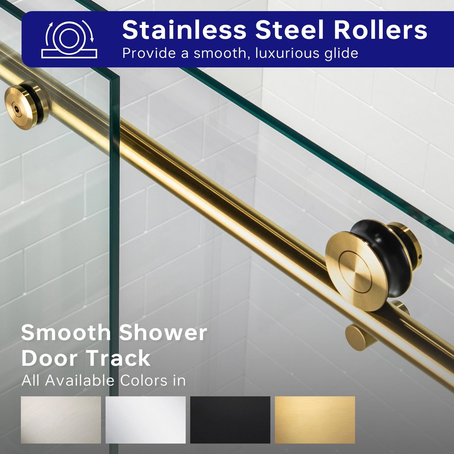 WOODBRIDGE Frameless Shower Doors 68-72" Width x 76"Height with 3/8"(10mm) Clear Tempered Glass