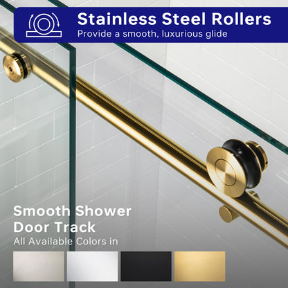 WOODBRIDGE Frameless Shower Doors 68-72" Width x 76"Height with 3/8"(10mm) Clear Tempered Glass