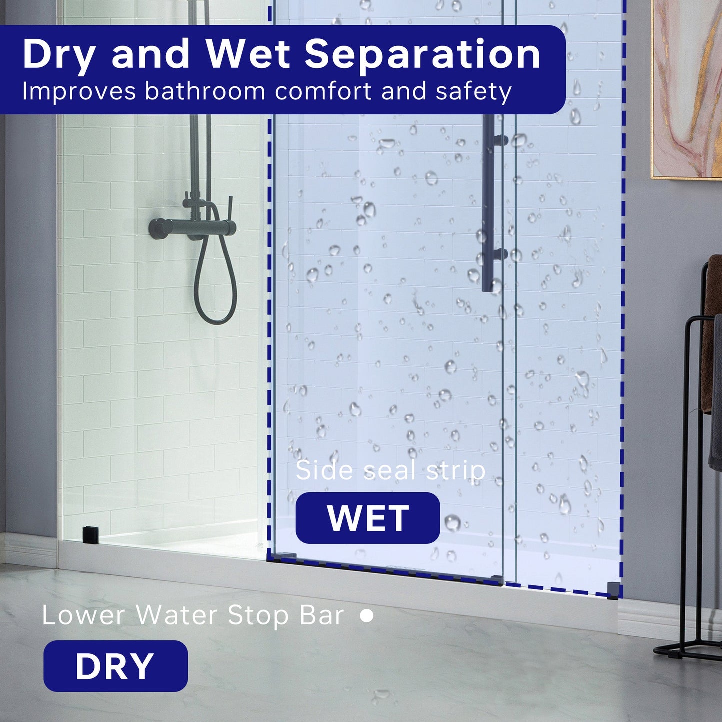 WOODBRIDGE Frameless Shower Doors 68-72" Width x 76"Height with 3/8"(10mm) Clear Tempered Glass