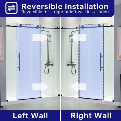 WOODBRIDGE Frameless Shower Doors 68-72" Width x 76"Height with 3/8"(10mm) Clear Tempered Glass