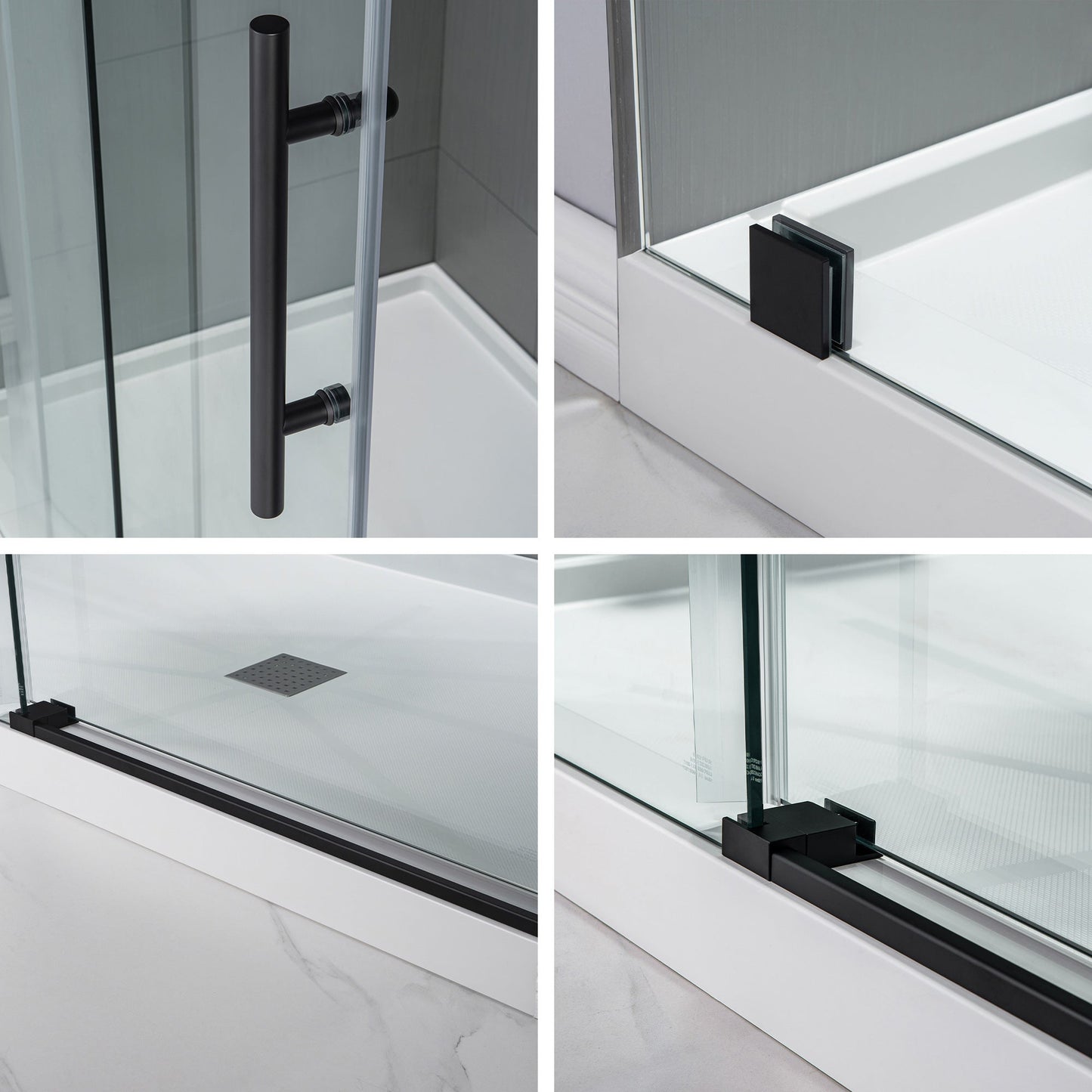 WOODBRIDGE Frameless Shower Doors 68-72" Width x 76"Height with 3/8"(10mm) Clear Tempered Glass