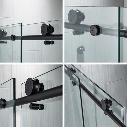 WOODBRIDGE Frameless Shower Doors 68-72" Width x 76"Height with 3/8"(10mm) Clear Tempered Glass