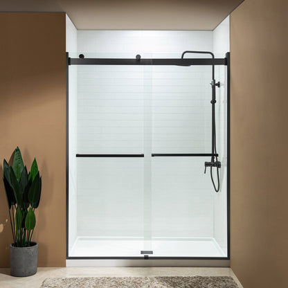 WOODBRIDGE Frameless Shower Doors 56-60" Width x 76"Height with 5/16"(8mm) Clear Tempered Glass, 2 Ways Opening & Double Sliding