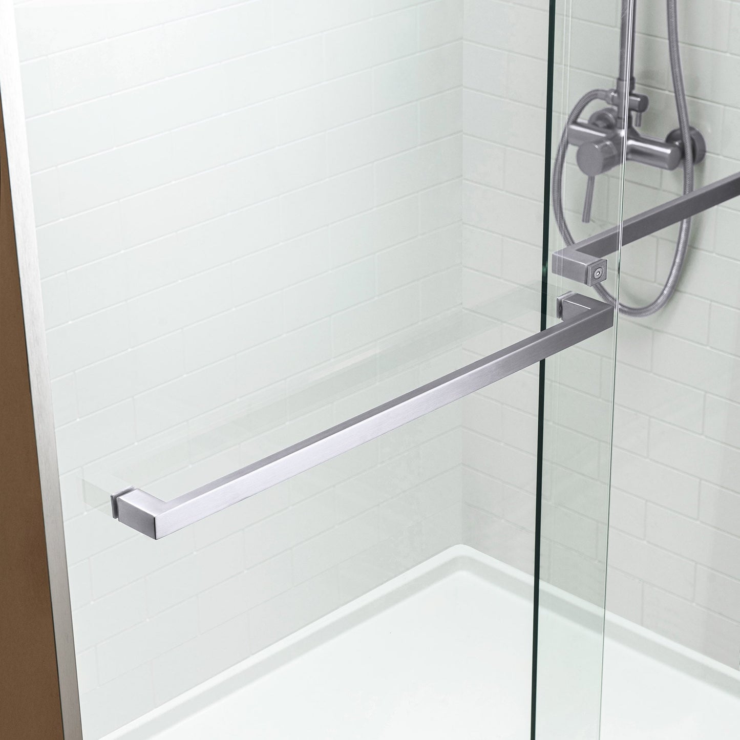 WOODBRIDGE Frameless Shower Doors 56-60" Width x 76"Height with 5/16"(8mm) Clear Tempered Glass, 2 Ways Opening & Double Sliding
