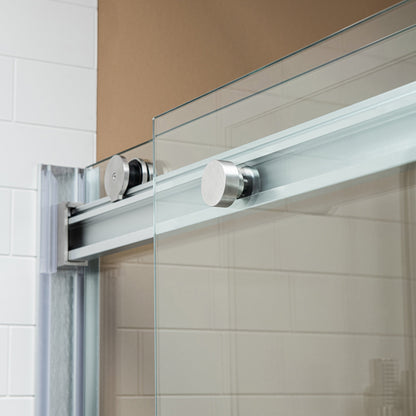 WOODBRIDGE Frameless Shower Doors 56-60" Width x 76"Height with 5/16"(8mm) Clear Tempered Glass, 2 Ways Opening & Double Sliding