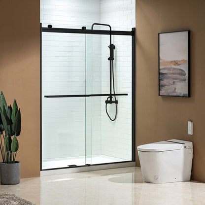 WOODBRIDGE Frameless Bathtub Shower Doors 46-48" Width x76"Height with 5/16"(8mm) Clear Tempered Glass, 2 Ways Opening & Double Sliding