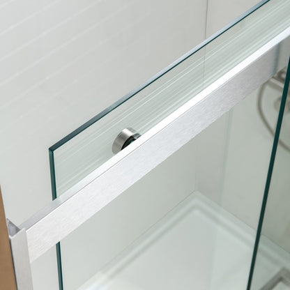 WOODBRIDGE Frameless Bathtub Shower Doors 46-48" Width x76"Height with 5/16"(8mm) Clear Tempered Glass, 2 Ways Opening & Double Sliding