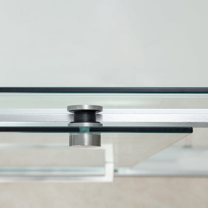 WOODBRIDGE Frameless Bathtub Shower Doors 46-48" Width x76"Height with 5/16"(8mm) Clear Tempered Glass, 2 Ways Opening & Double Sliding